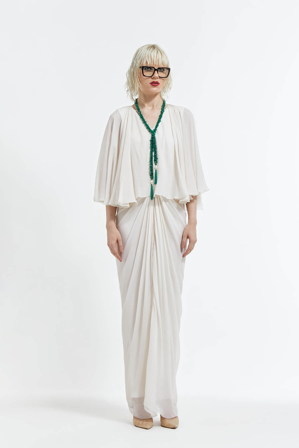 1 Juan Dress with Hanging Green Crystal Pendant - Image 1