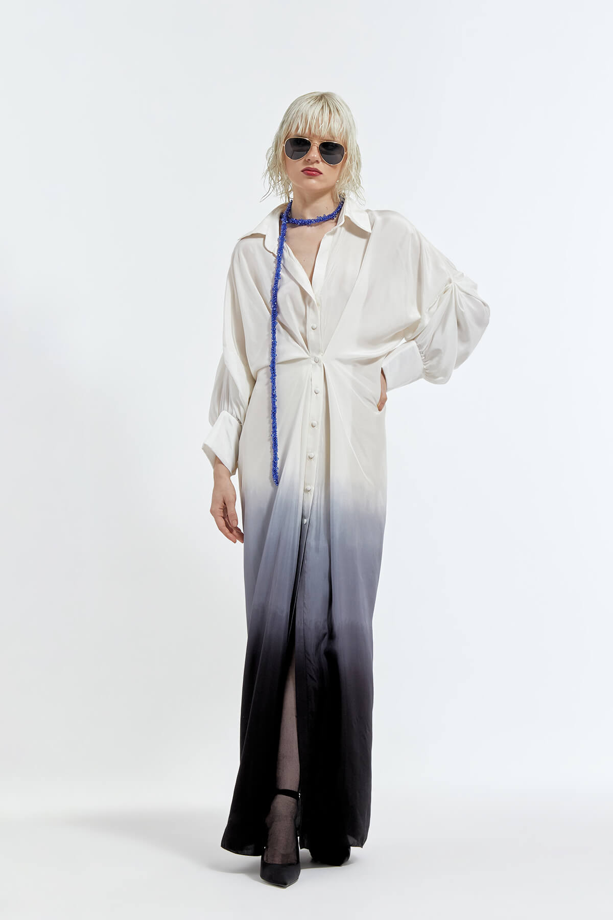 1 Eve Dress with Blue Long Crystal Pendant - Image 1
