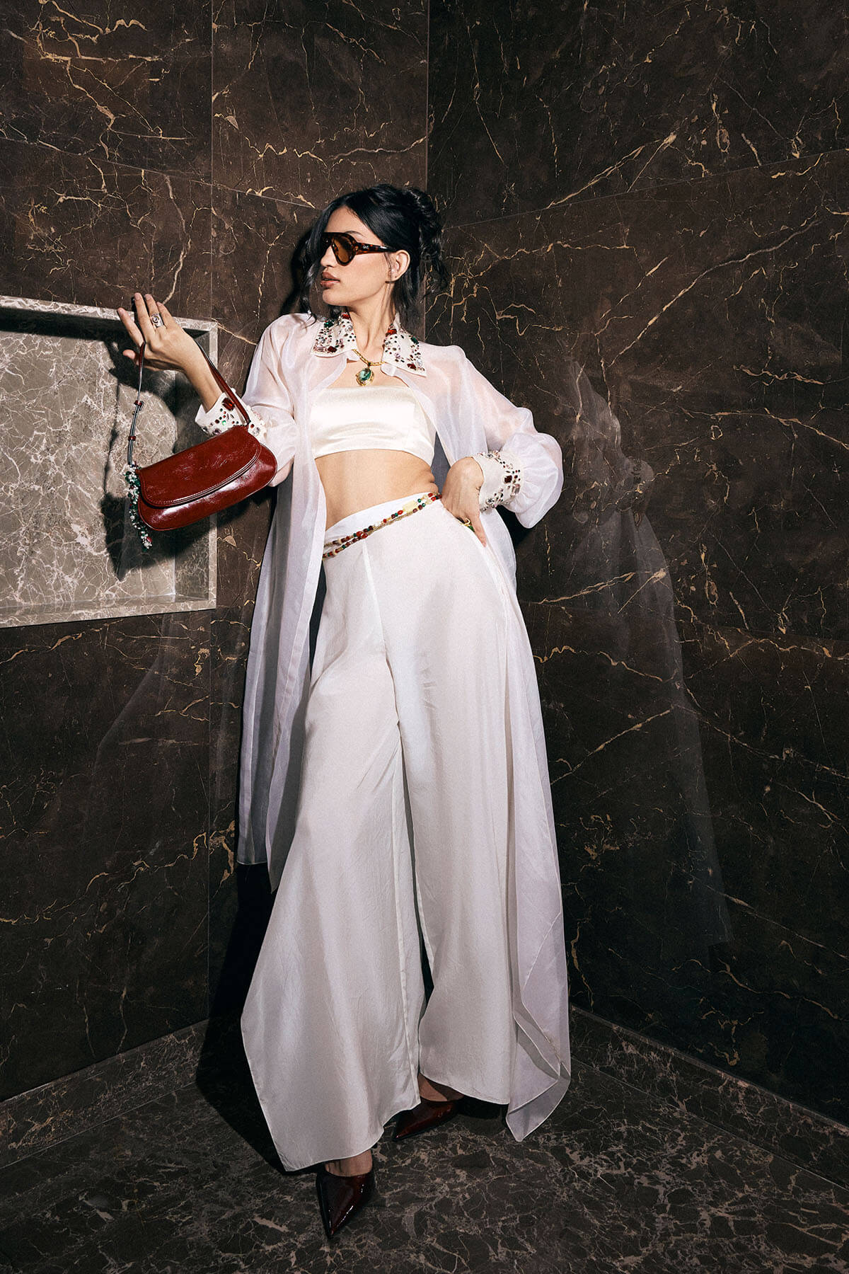 1 Adele Shirt with Navratan Stones + Bustier + Pedro Pants - Image 1