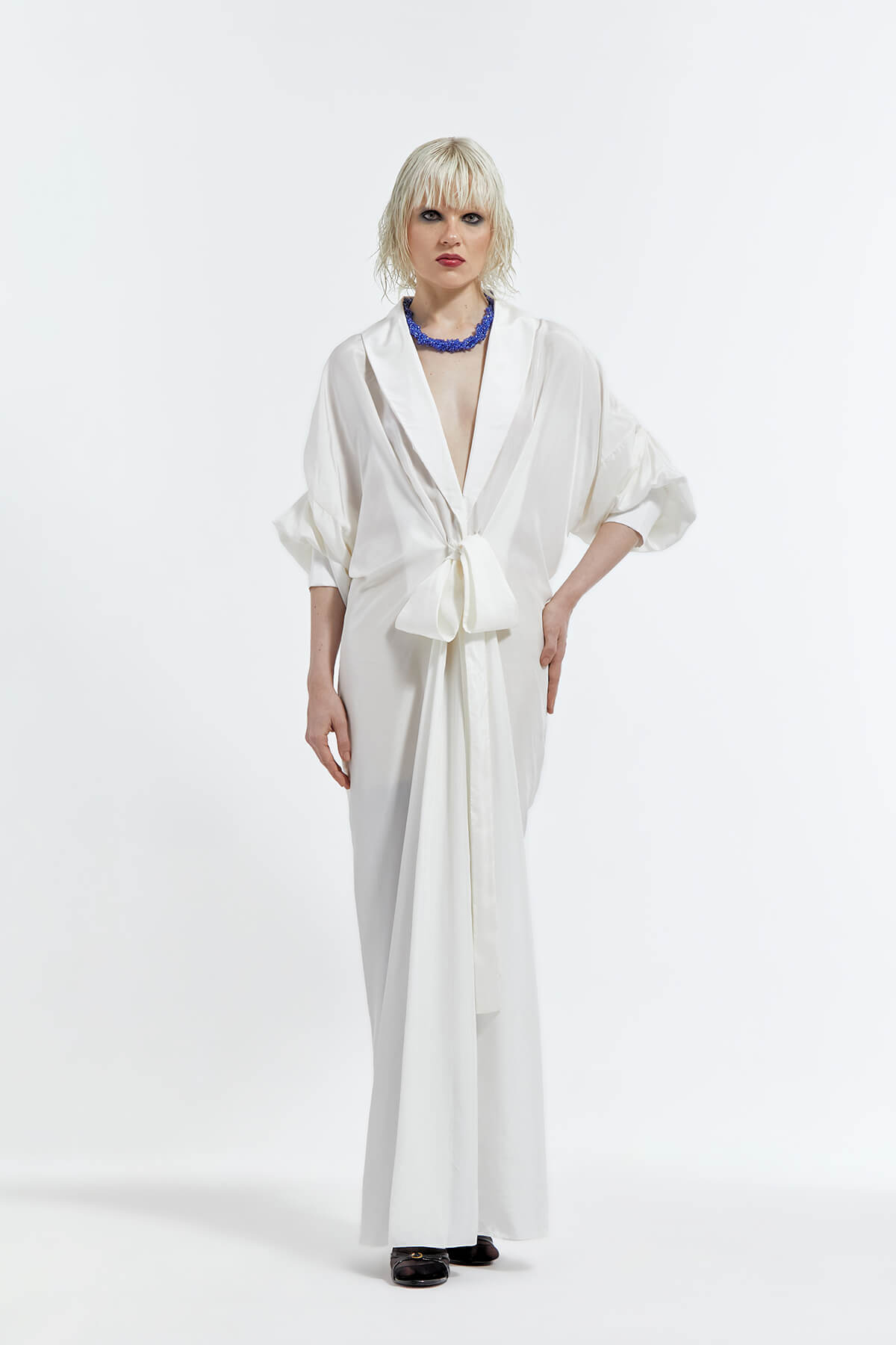 2 Eve Dress Shawl Collar with Blue Crystal Choker - Image 1