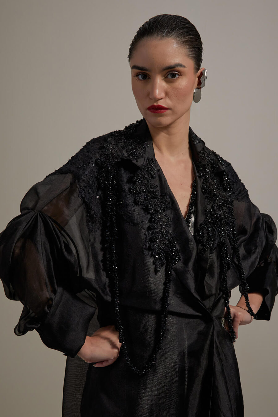 Moulin shirt with mixed lace & Emb. Brocade jumpsuit - Image 3