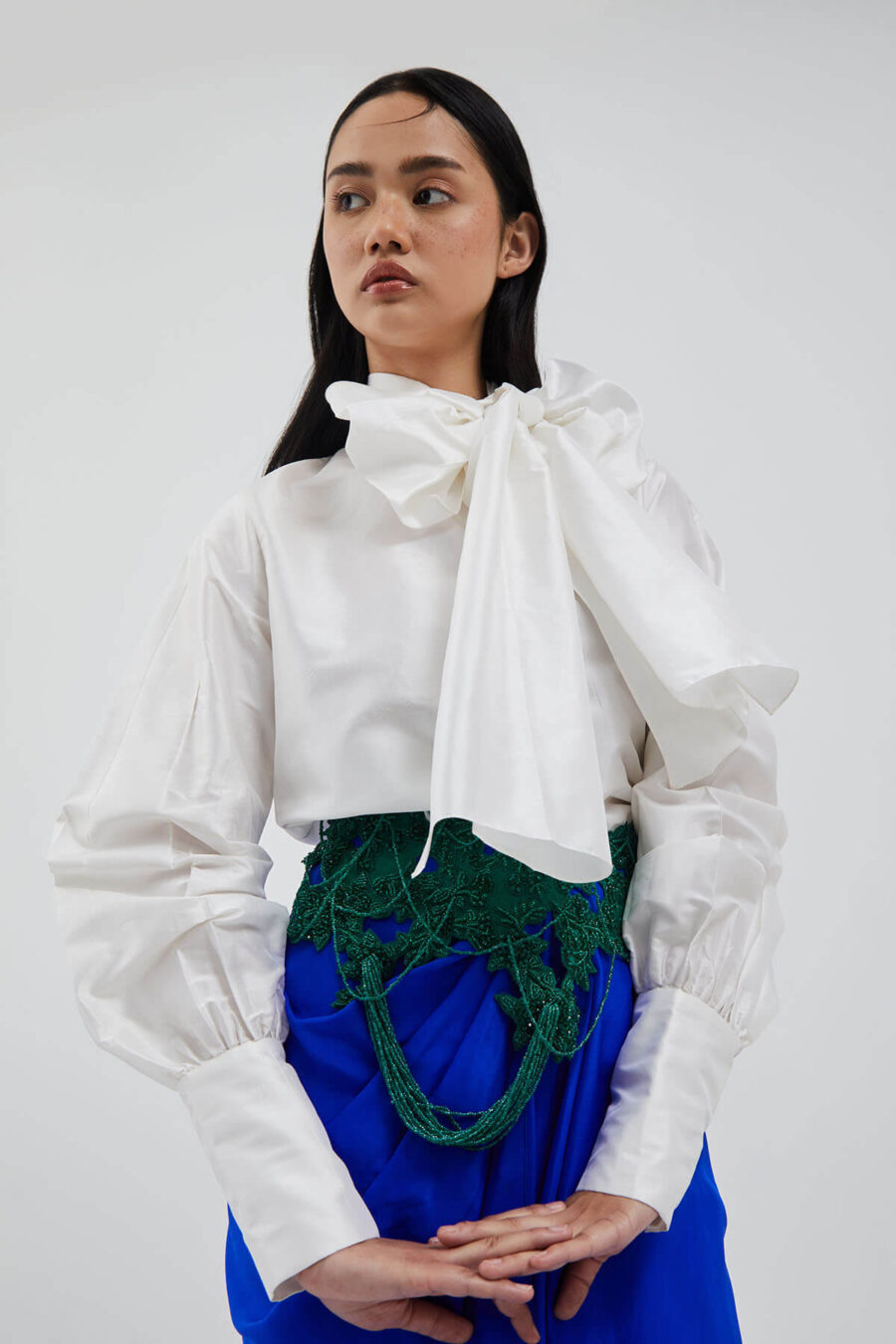 Sienna Bow Top,  Inez Skirt & Green Hanging Coral Moss Belt - Image 4
