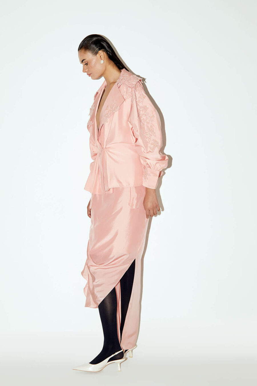 Virna Jacket with Hanging Coral Moss & Daria Skirt - Image 3
