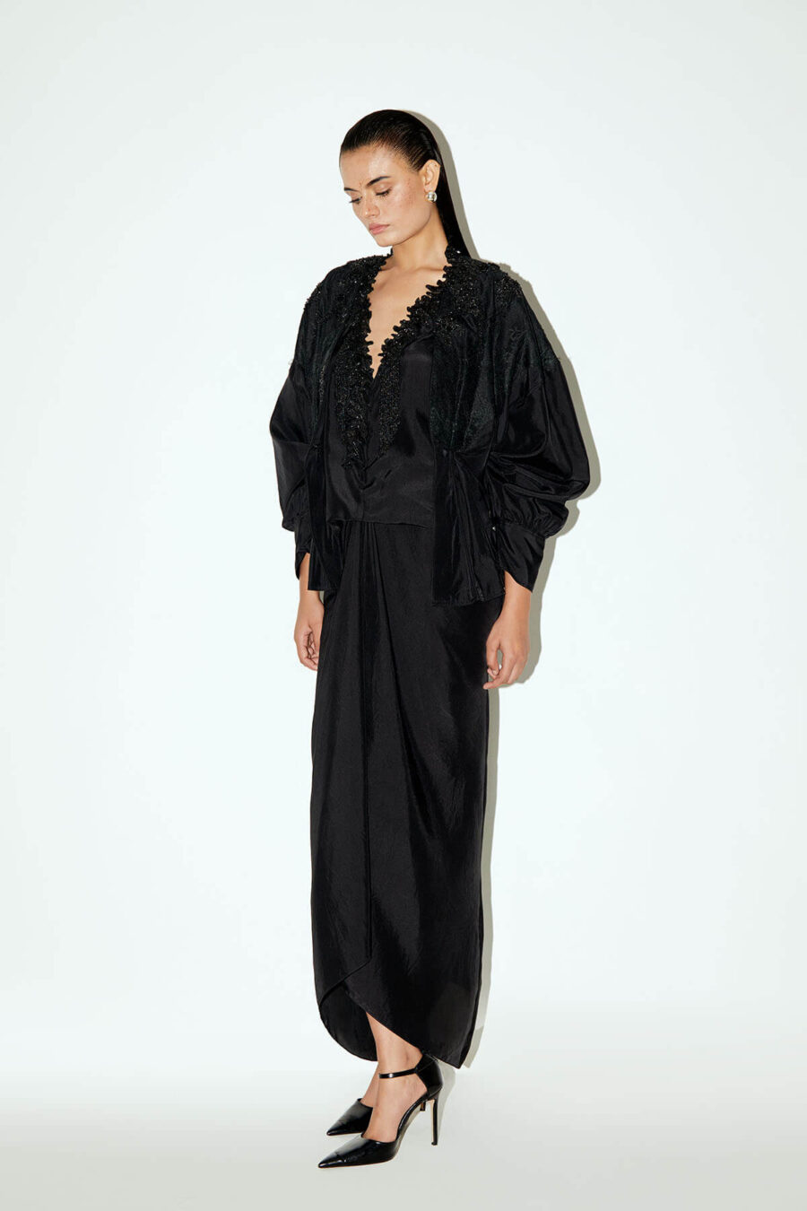 Virna Collarless Jacket with Mixed Lace Emb - Image 5