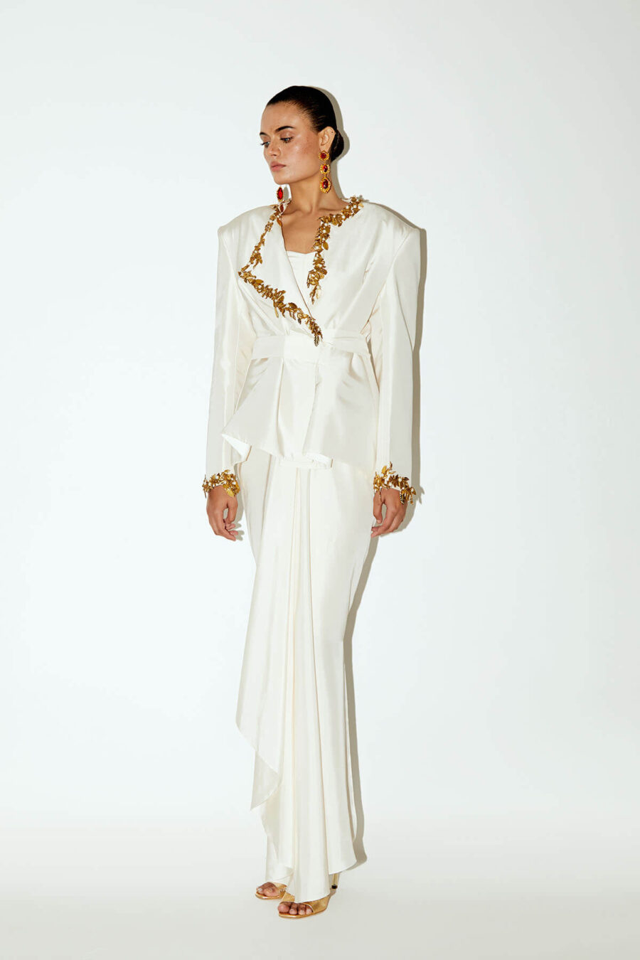 Roma Jacket with Gold Leaf Applique & Audrey Dress - Image 4