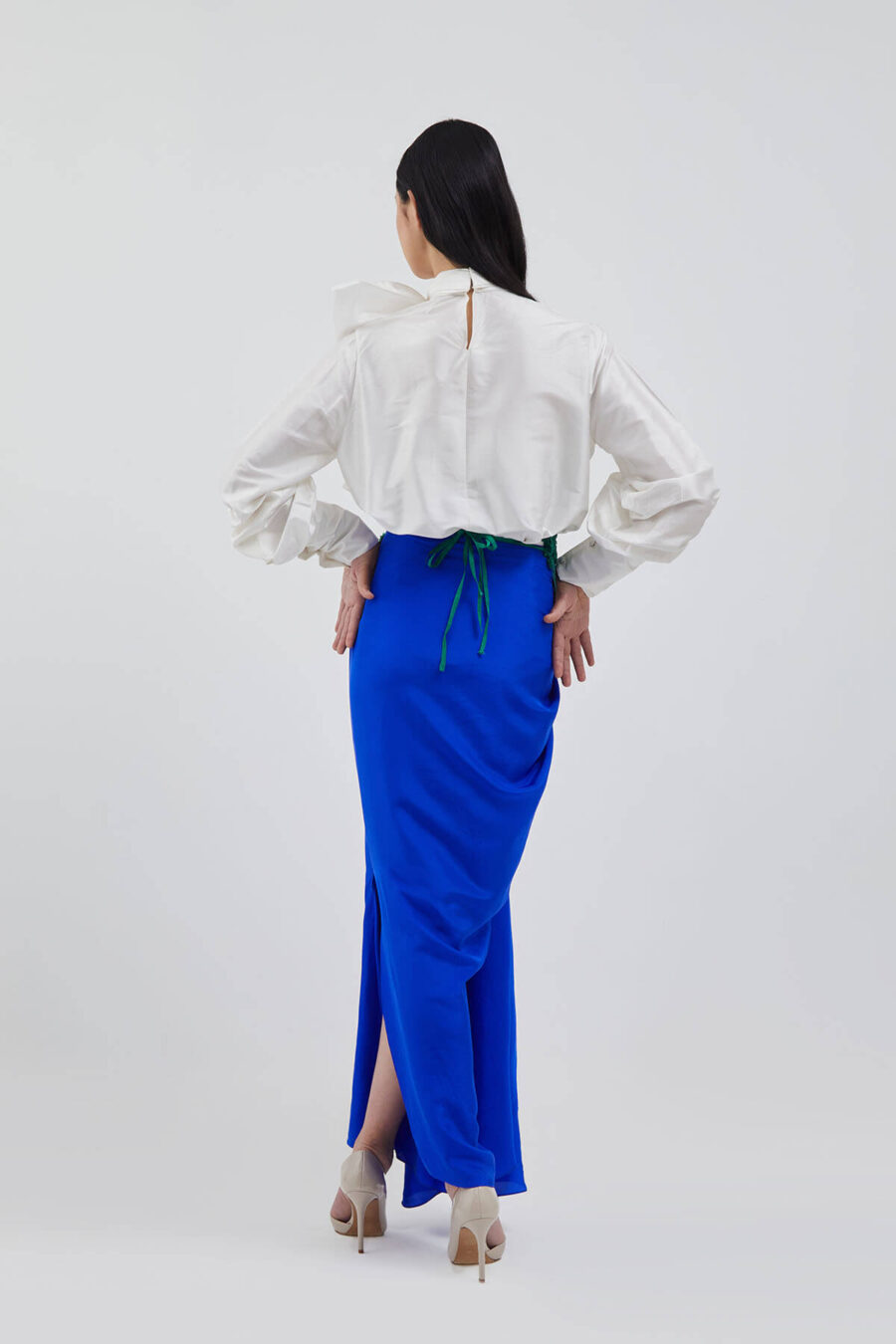 Sienna Bow Top,  Inez Skirt & Green Hanging Coral Moss Belt - Image 3