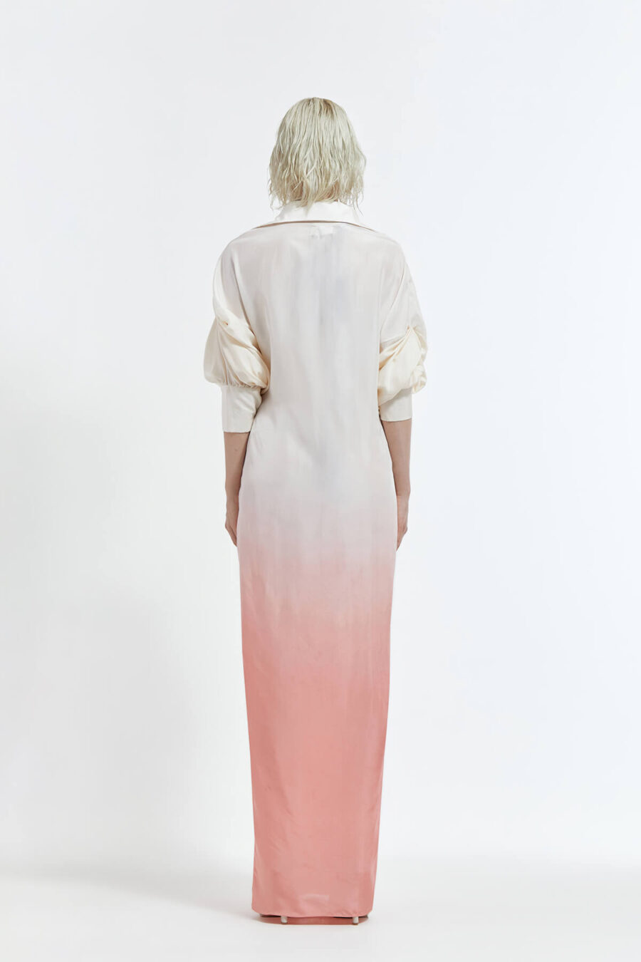 Eve Dress with Blush Pink Long Crystal Pendant - Image 3