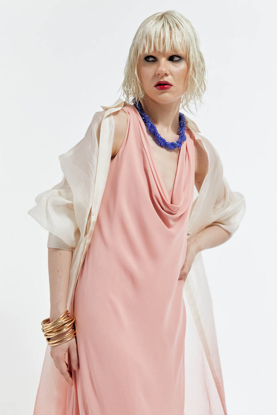 Moulin Jacket with Blue Crystal Choker & Erin Cowl Dress - Image 3